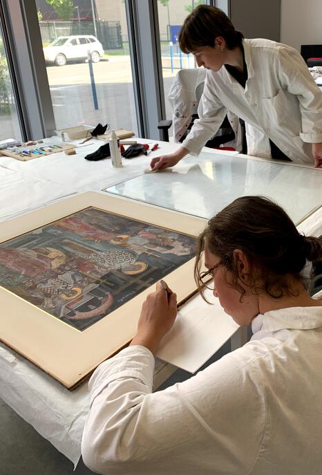 Une élève au travail sur le fonds Millet, 2024 - Photo : INP Une élève au travail sur le fonds Millet, 2024 - Photo : INP