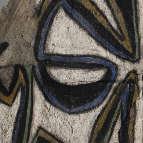 Détail d'un masque Nakanai (Nouvelle- Bretagne, Papouasie-Nouvelle-Guinée) en étoffe d’écorce (XXe siècle ; Lille, musée d’histoire naturelle) - Photo : INP Détail d'un masque Nakanai (Nouvelle- Bretagne, Papouasie-Nouvelle-Guinée) en étoffe d’écorce (XXe siècle ; Lille, musée d’histoire naturelle) - Photo : INP