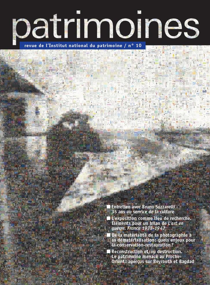 Couverture de Patrimoines, la revue de l'Institut national du patrimoine N°10 Couverture de Patrimoines, la revue de l'Institut national du patrimoine N°10