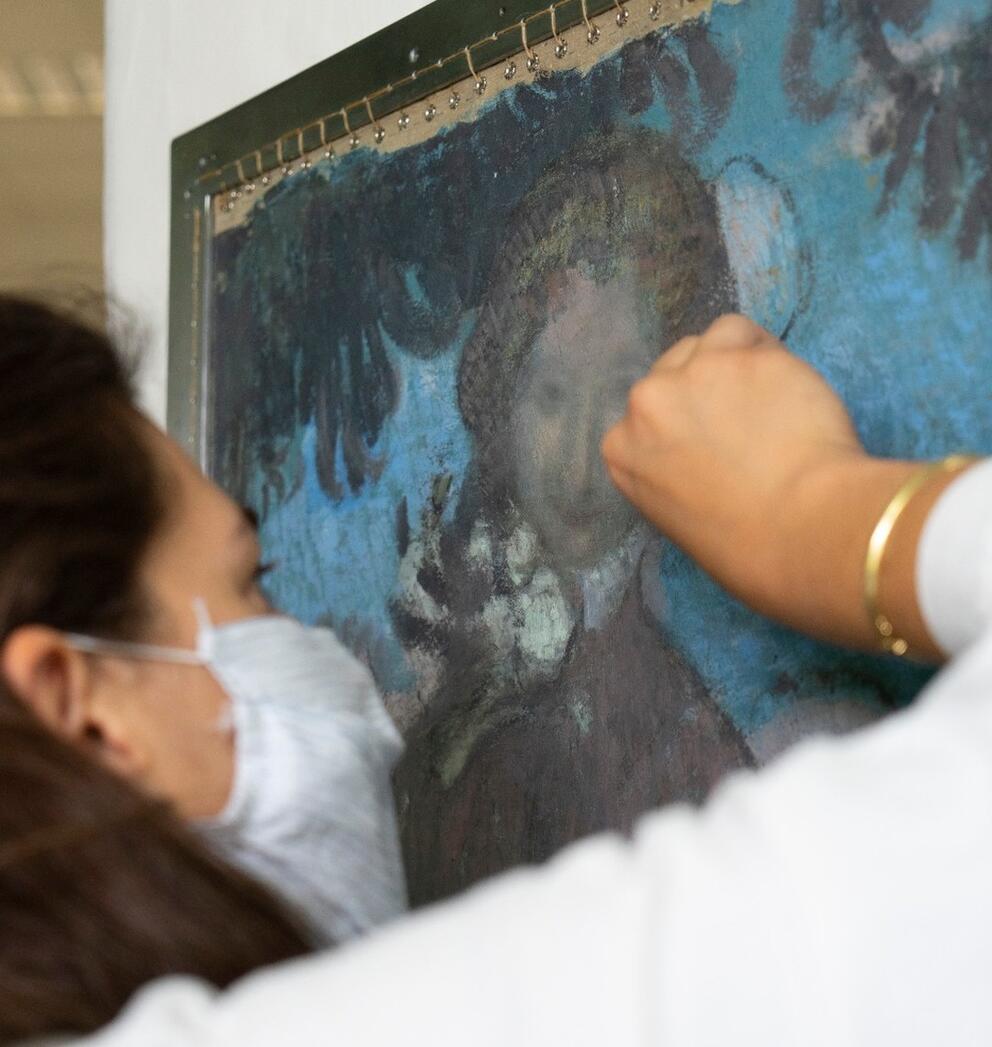 Restauration du Portrait d’Yvonne Lerolle en trois aspects de Maurice Denis, 1897, par Bérengère Guillet (2020) - Photo : INP