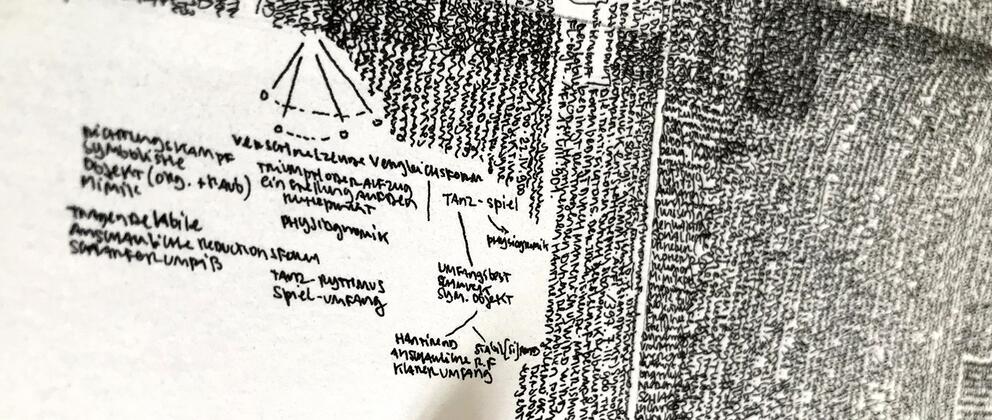 Nicolas Aiello, « Warburg / Grunlegende Bruchstücke zu einer pragmatischen Ausdruckeskunde » / Encre sur papier - Photo : DE Ce qu'exposer veut dire 2025