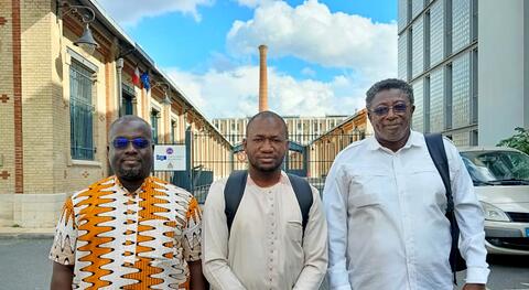 Franck K. Ogou, Franck Pacéré, Hafizullah Honvo de l’EPA en visite à l’INP, septembre 2023 – Photo : INP Franck K. Ogou, Franck Pacéré, Hafizullah Honvo de l’EPA en visite à l’INP, septembre 2023 – Photo : INP
